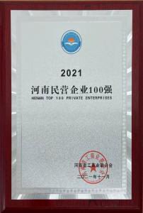 洛陽正大(dà)強勢入圍2021河南(nán)民營企業100強榜單