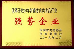 43.改革開(kāi)放(fàng)40周年河南(nán)省肉類食品行業強勢企業 河南(nán)省肉類協會